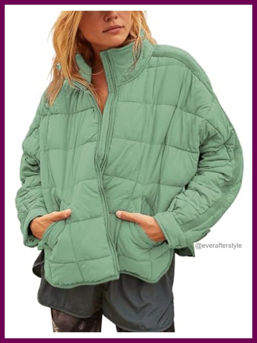 Womens Quilted Puffer Jacket Lightweight Zip Up Short Winter Coat Pocket